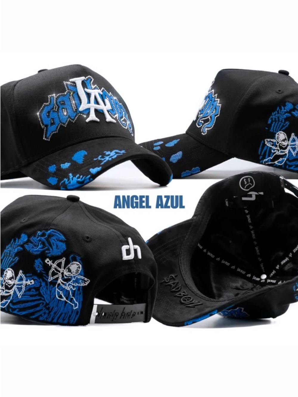 Angel Azul Black & Blue Embroidered Baseball Cap by